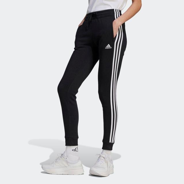 adidas Essentials 3-Stripes Fleece Pants Black XS Womens Product Image