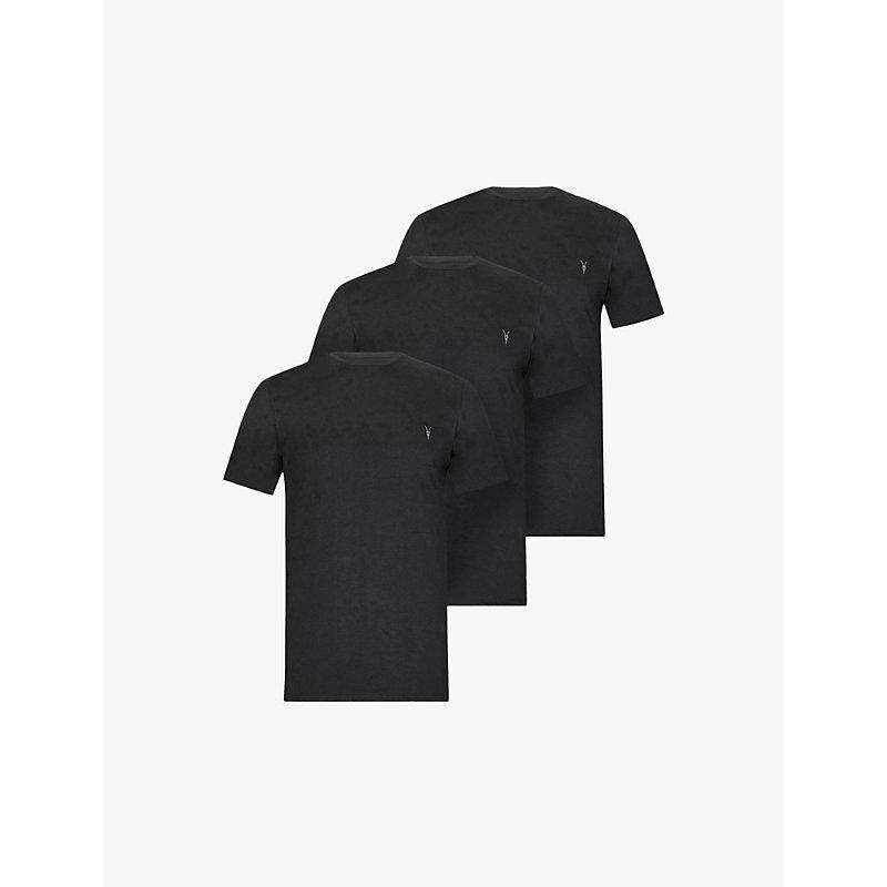 ALLSAINTS Brace Brushed Cotton Crew Neck T-shirt In Black Product Image