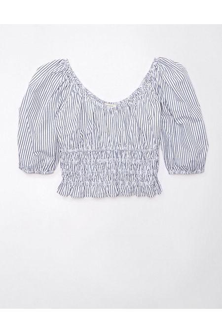 AE Ruched Puff-Sleeve Top Womens Product Image