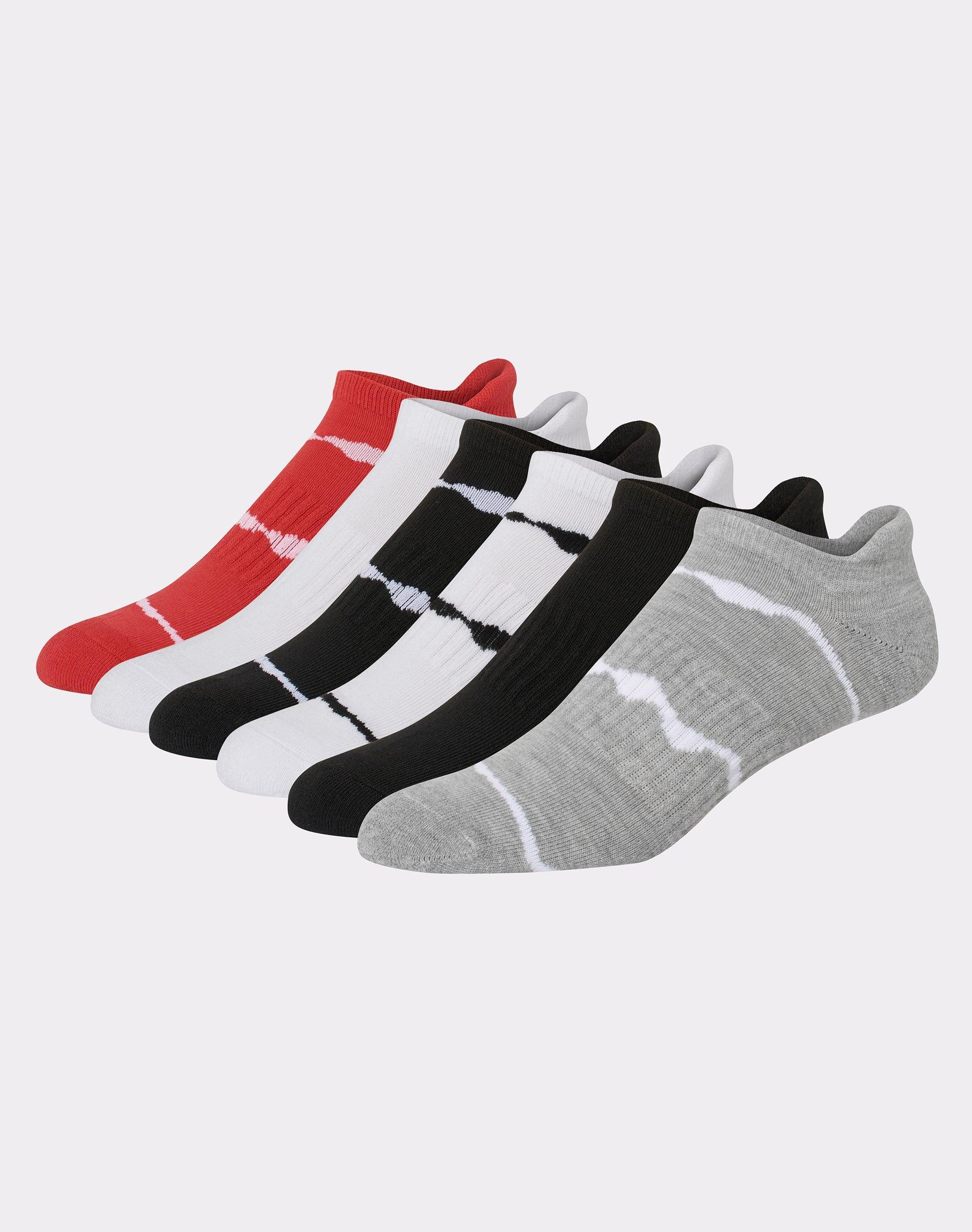 Hanes Originals Mens Heel Shield Socks, Moisture Wicking, 6-Pairs Shelton Red/Black 6-12 Product Image