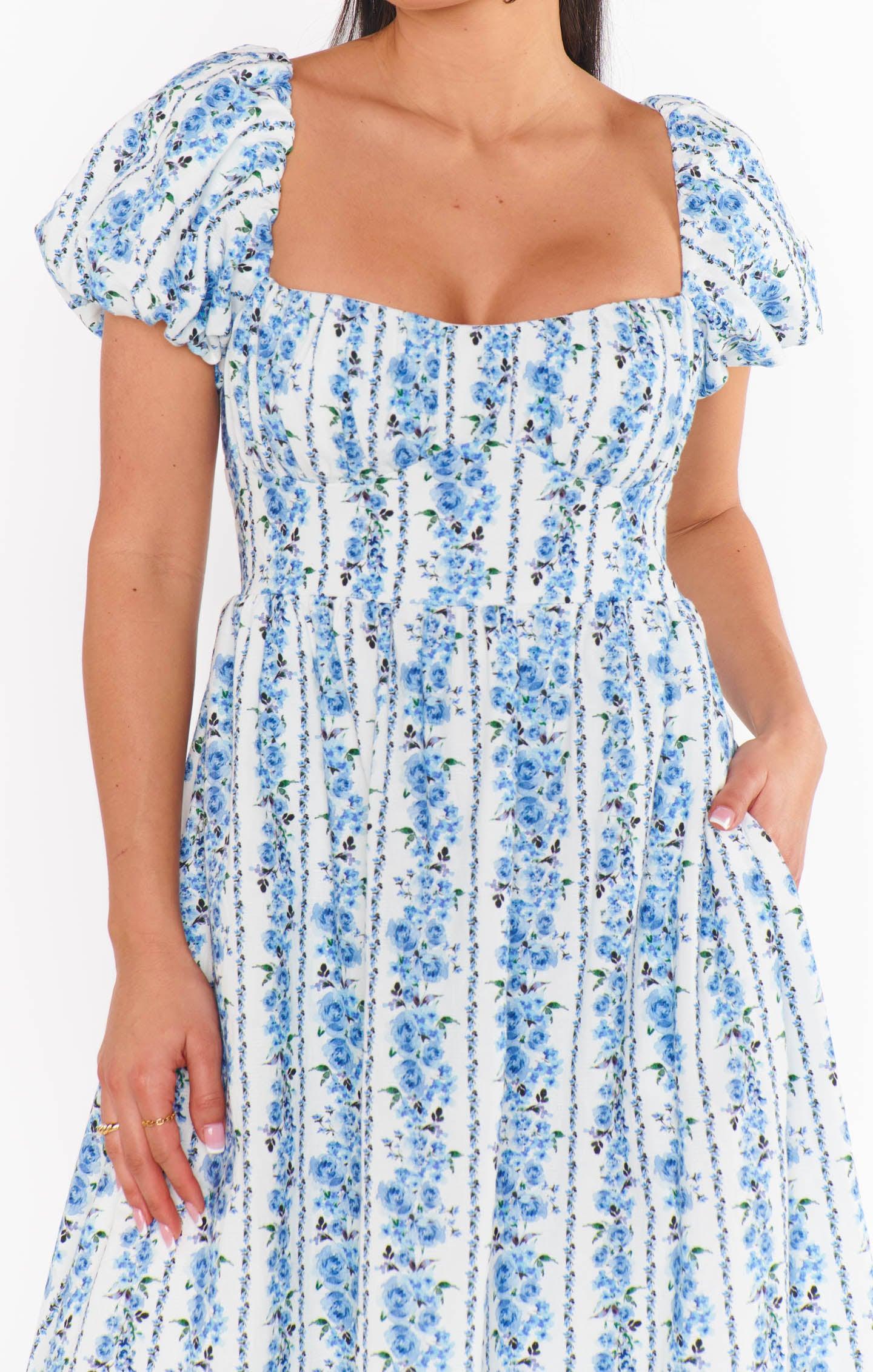 Belle Midi Dress ~ Blue Bliss Stripe Product Image