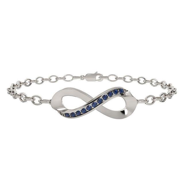 Sterling Silver Lab-Created Sapphire Infinity Bracelet, Womens Product Image