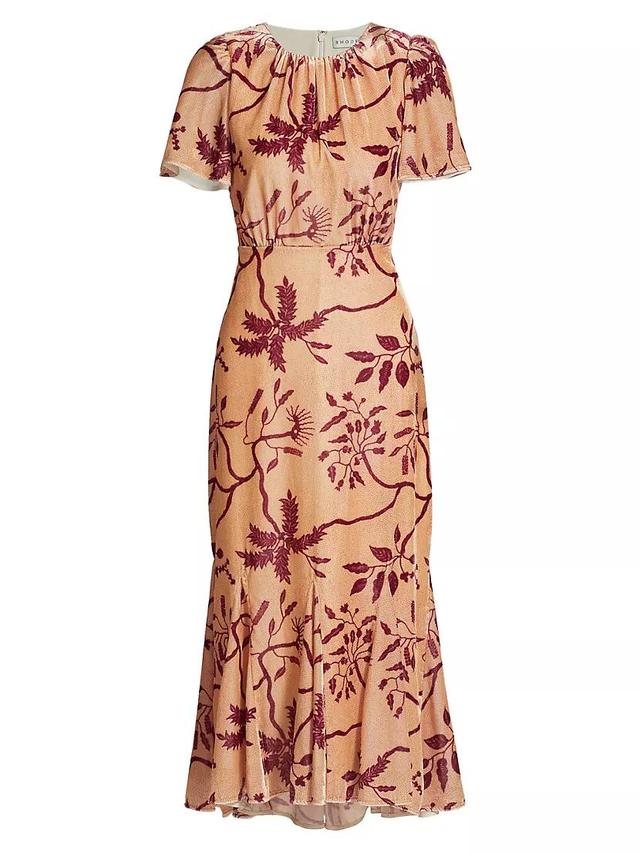 Cream Enchanted Vine Grande Arabella Floral Midi-Dress Product Image