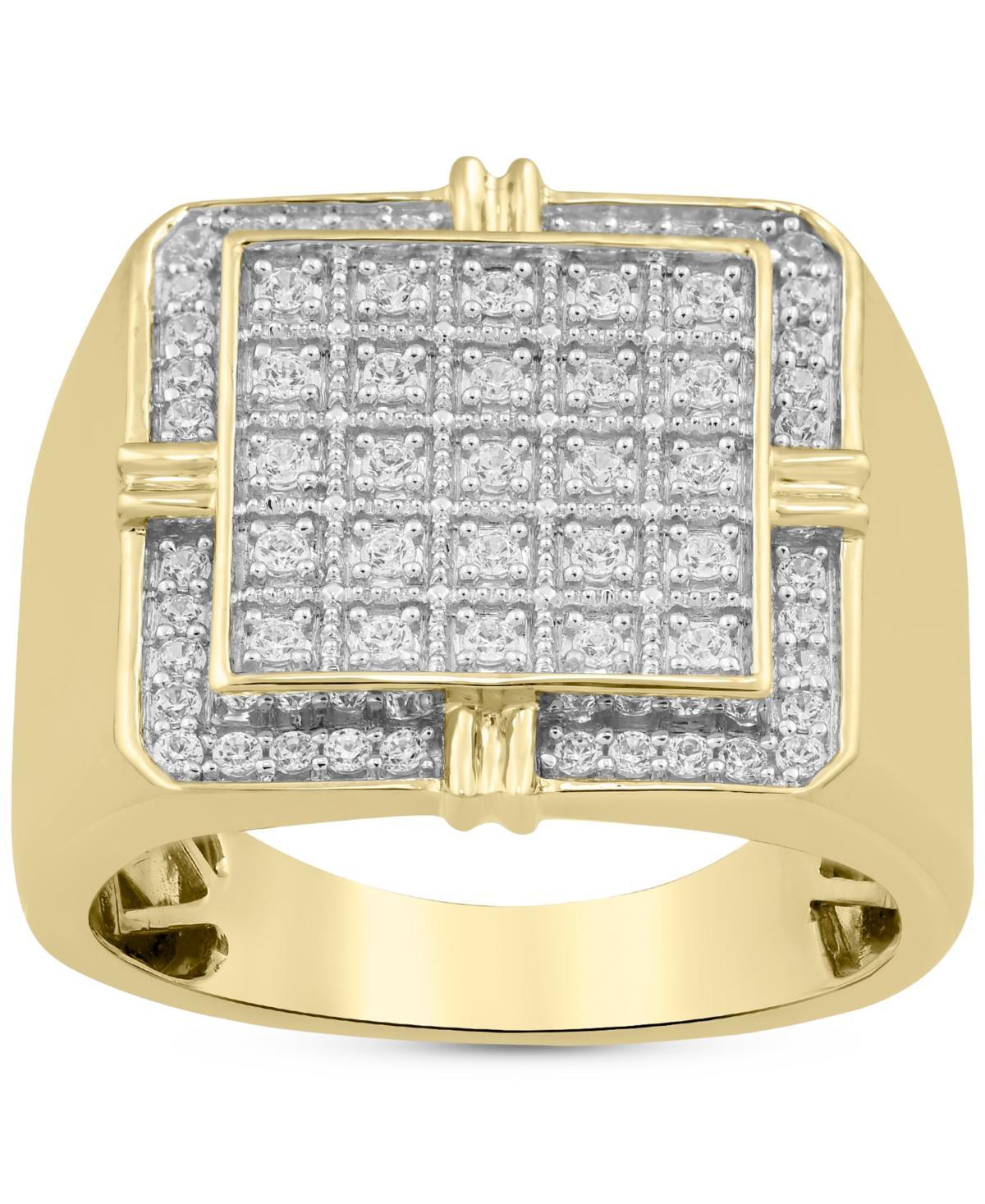 Mens Diamond Square Cluster Ring (1/2 ct. t.w.) in Sterling Silver & 14k Gold-Plate Product Image