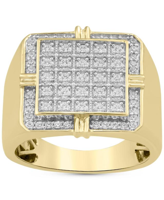 Men's Diamond Square Cluster Ring (1/2 ct. t.w.) in Sterling Silver & 14k Gold-Plate Product Image