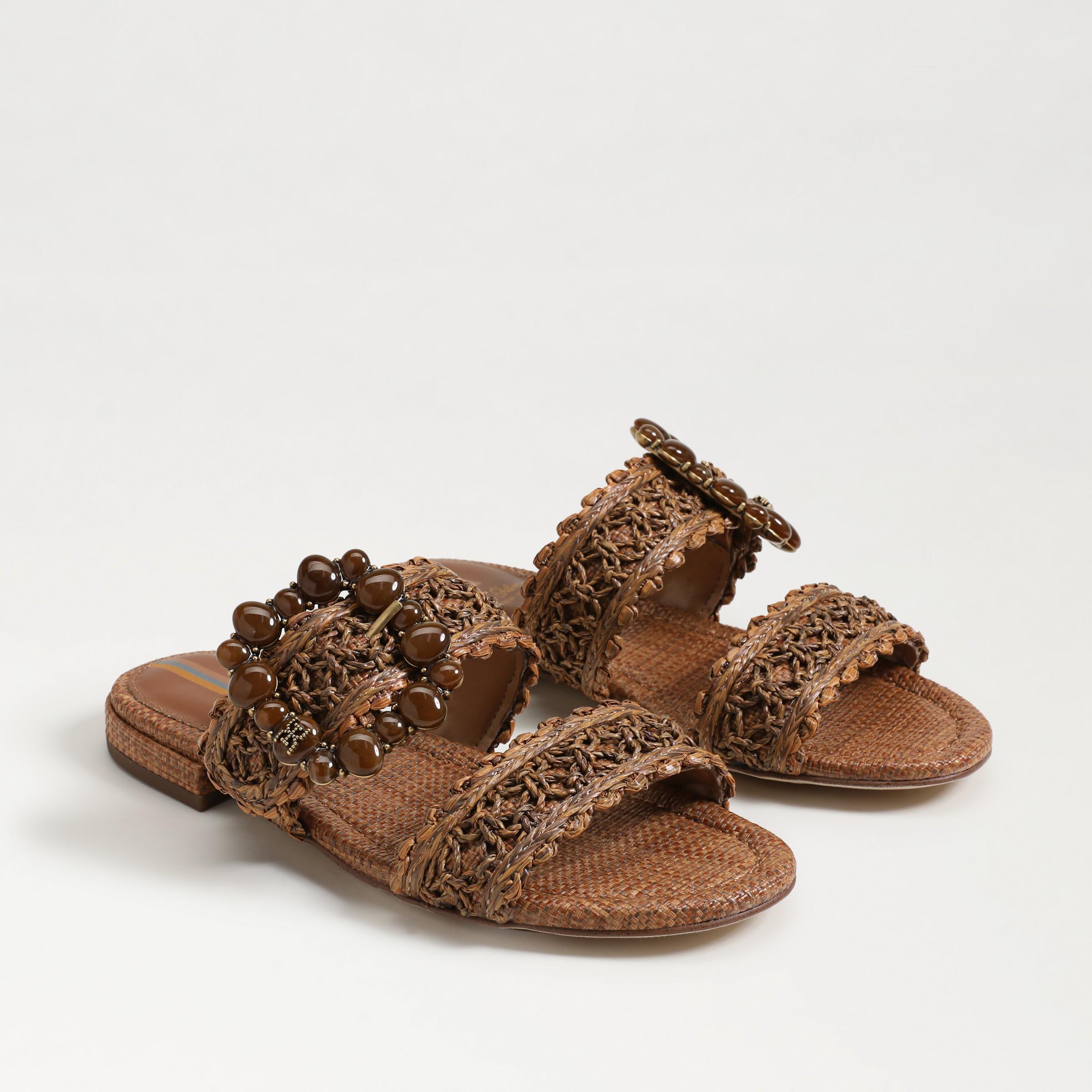 Sam Edelman Elisa Slide Sandal Dark Natural Raffia 8.0 Product Image