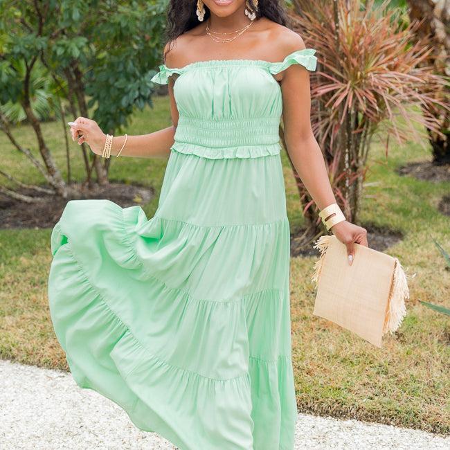 Living A Dream Green Woven Maxi Dress Product Image