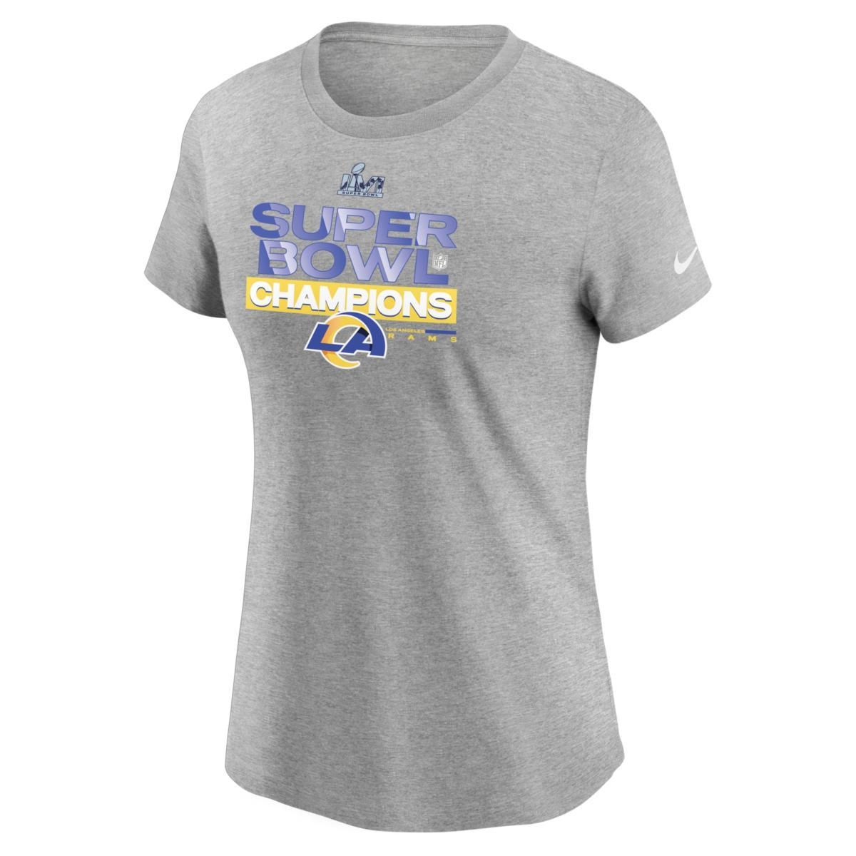 Womens Nike Heather Charcoal Los Angeles Rams 2021 Super Bowl Champions Locker Room Trophy Collection T-Shirt Product Image