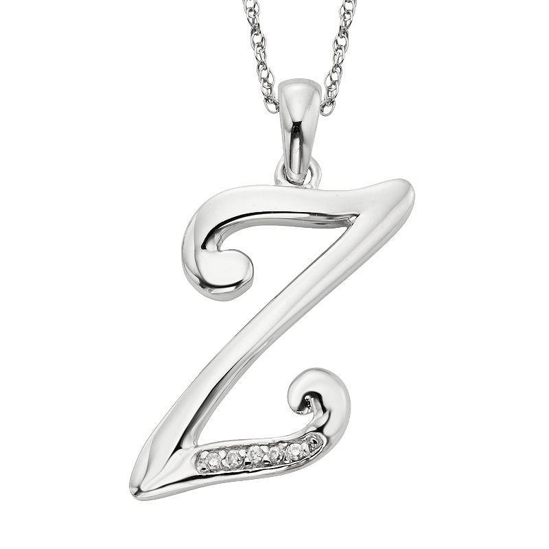 Sterling Silver Diamond Accent Initial Pendant, Womens Product Image