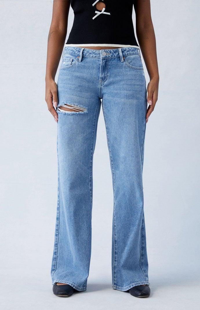 Women's Ripped Low Rise Girlfriend Jeans - Product Image