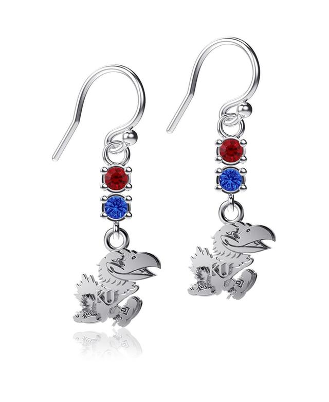 Womens Dayna Designs Kansas Jayhawks Dangle Crystal Earrings Product Image