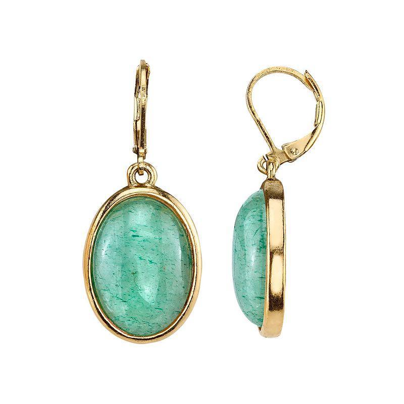 1928 Oval Cabochon Drop Earrings, Womens, Green Product Image