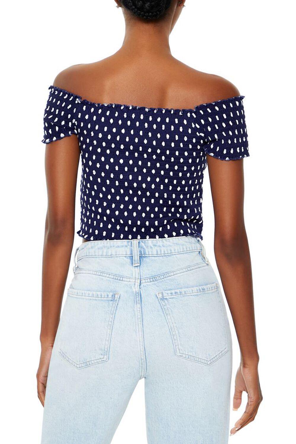 Off-the-Shoulder Polka Dot Crop Top | Forever 21 Product Image