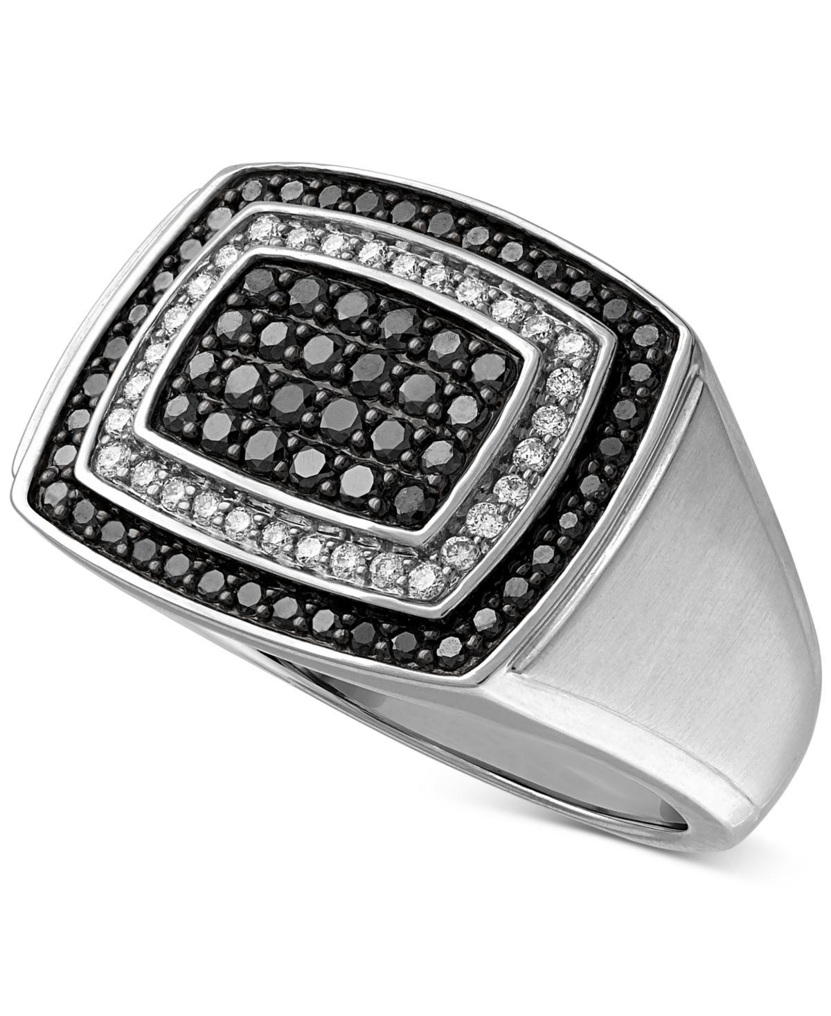 Mens Black & White Diamond Ring (1 ct. t.w.) in 10k Gold or 10k White Gold Product Image