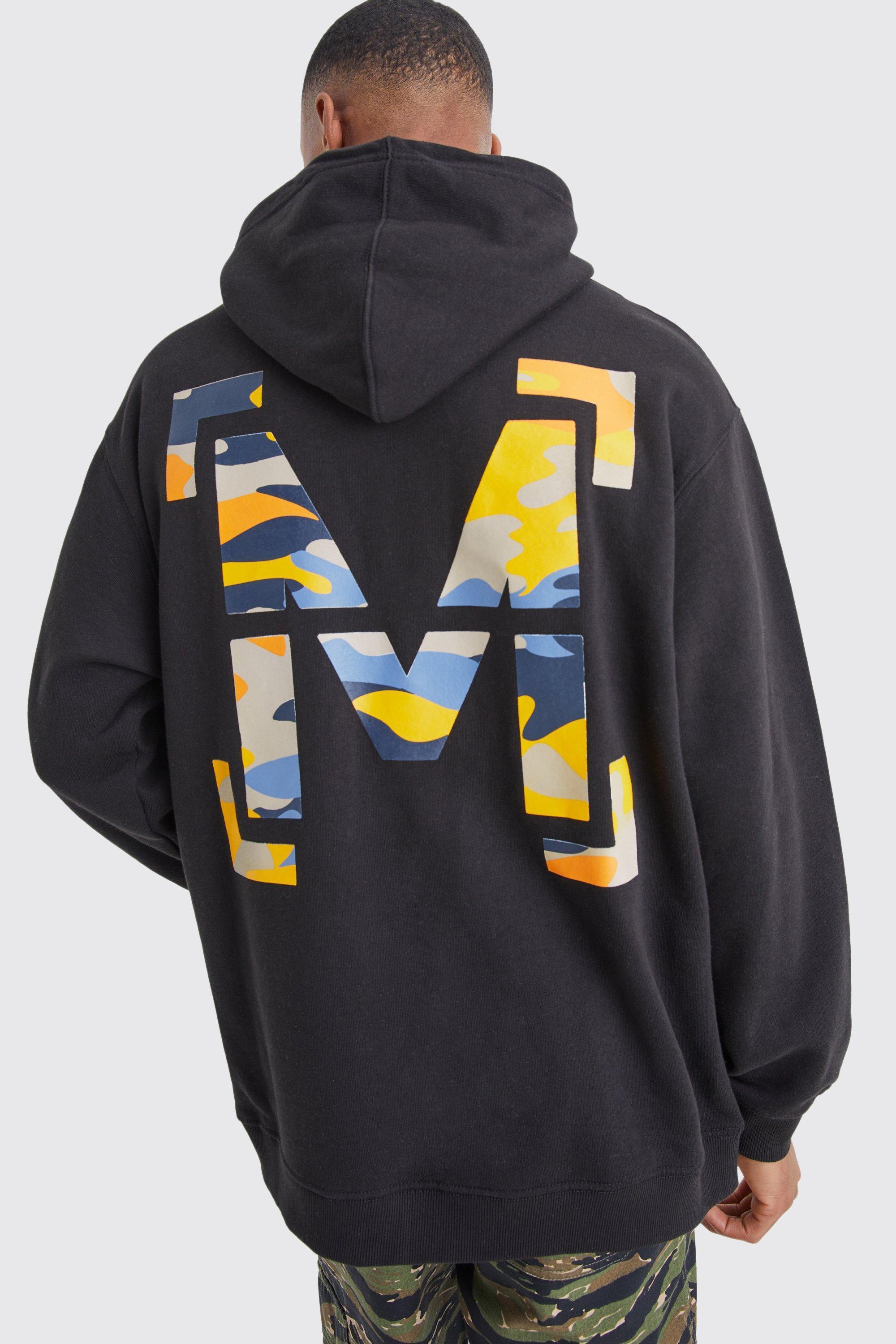 Oversized M Camo Graphic Hoodie | boohooMAN USA Product Image