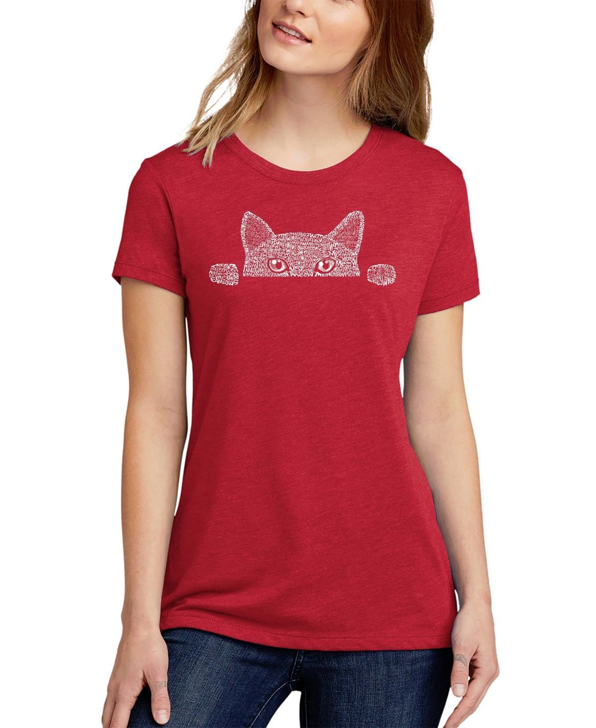 Womens Word Art Peeking Cat T-Shirt Product Image