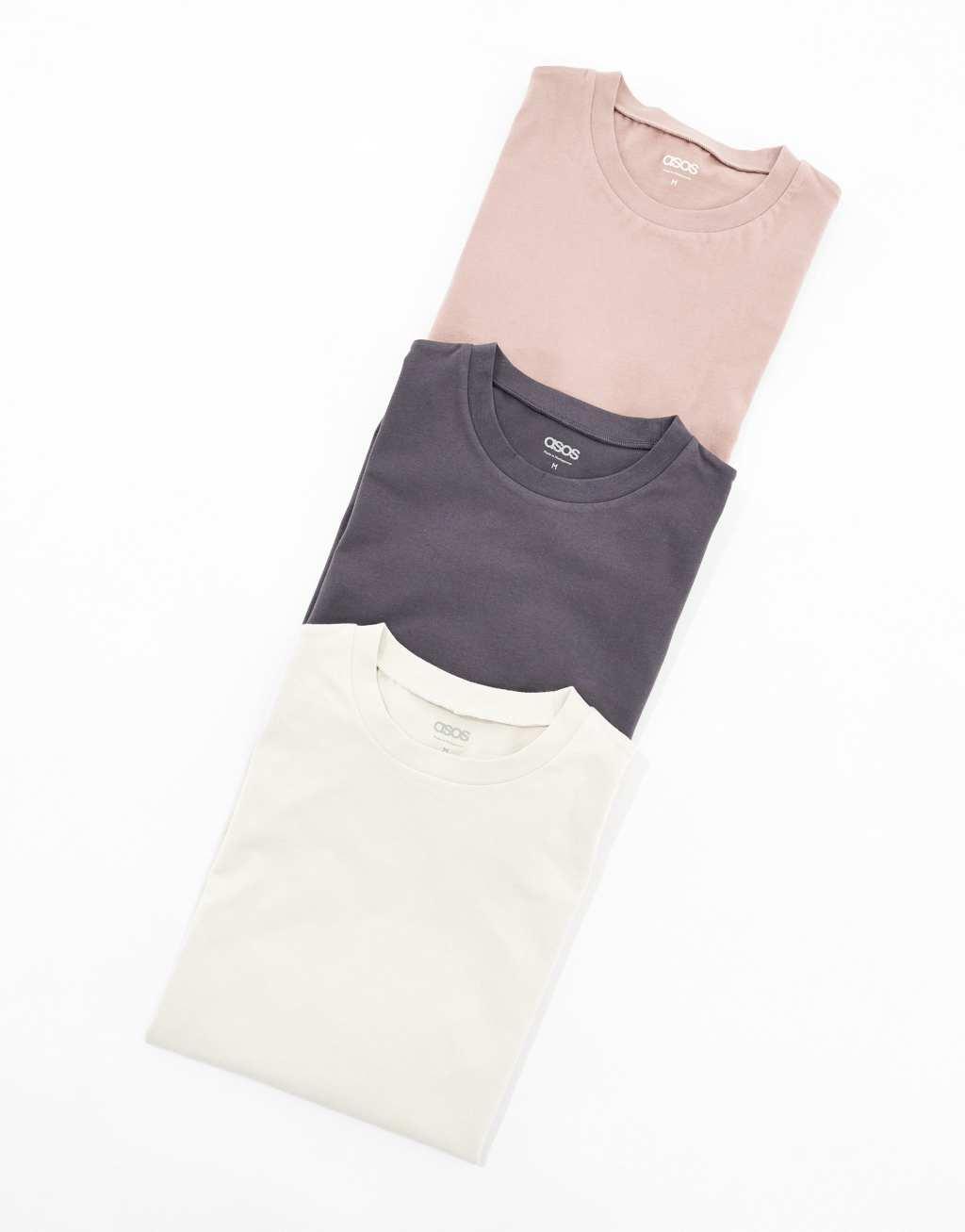 ASOS DESIGN 3 pack crew neck t-shirts in multiple colors Product Image