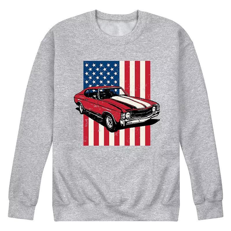 Mens Muscle Car American Flag Graphic Sweatshirt Product Image