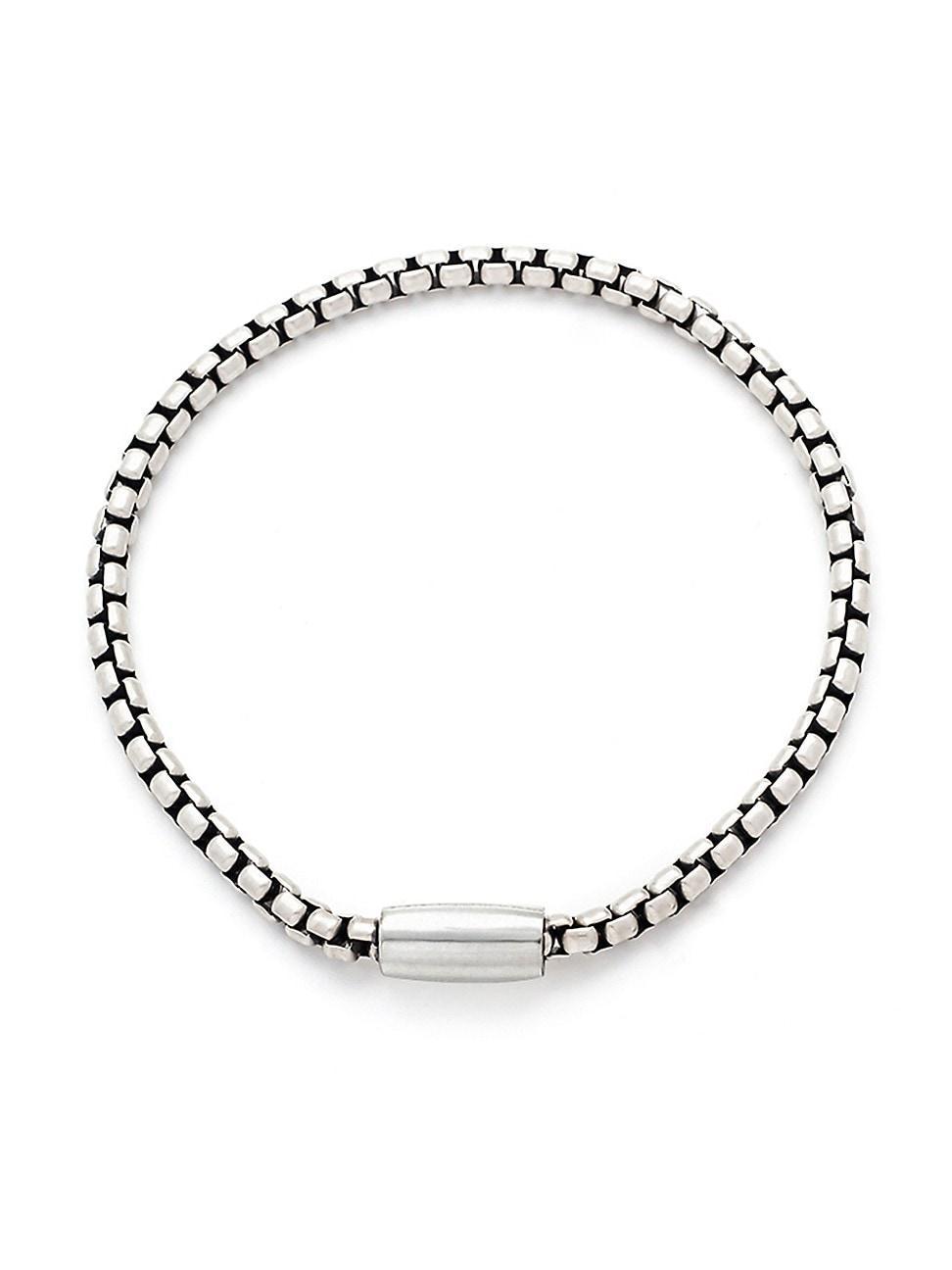 Mens Sterling Silver Box Chain Bracelet Product Image