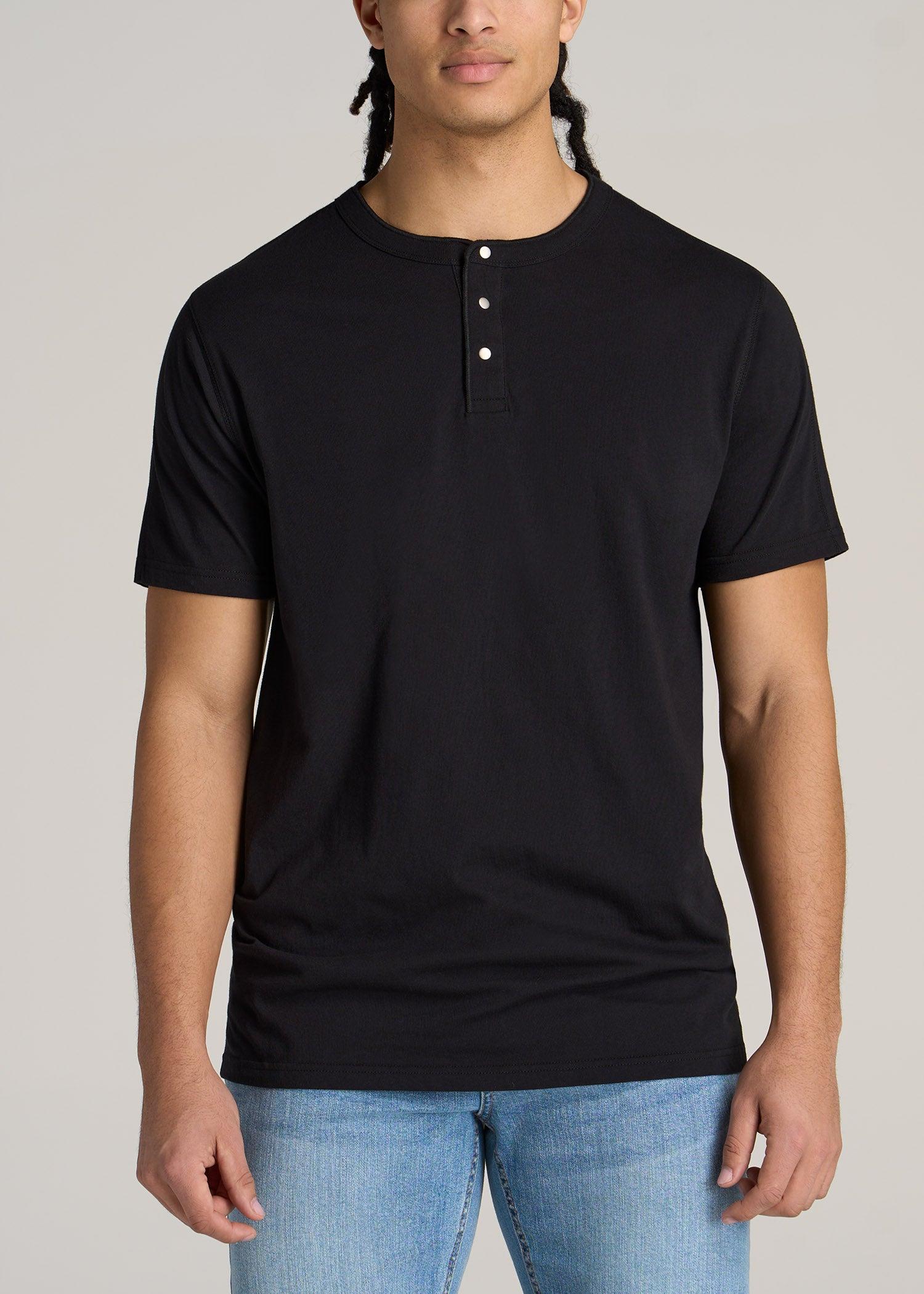 LJ&S REGULAR-FIT Jersey Henley Tee for Tall Men in Vintage Black Male Product Image