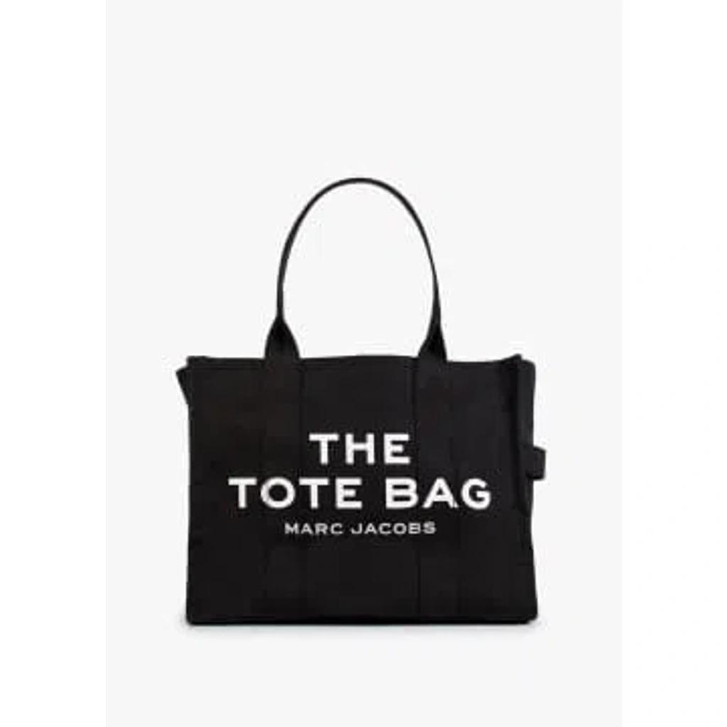 The Large Black Canvas Tote Bag In Black Fabric product image