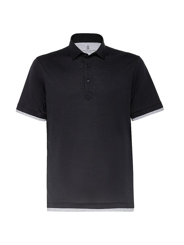 Mens Silk and Cotton Lightweight Jersey Polo Shirt Product Image