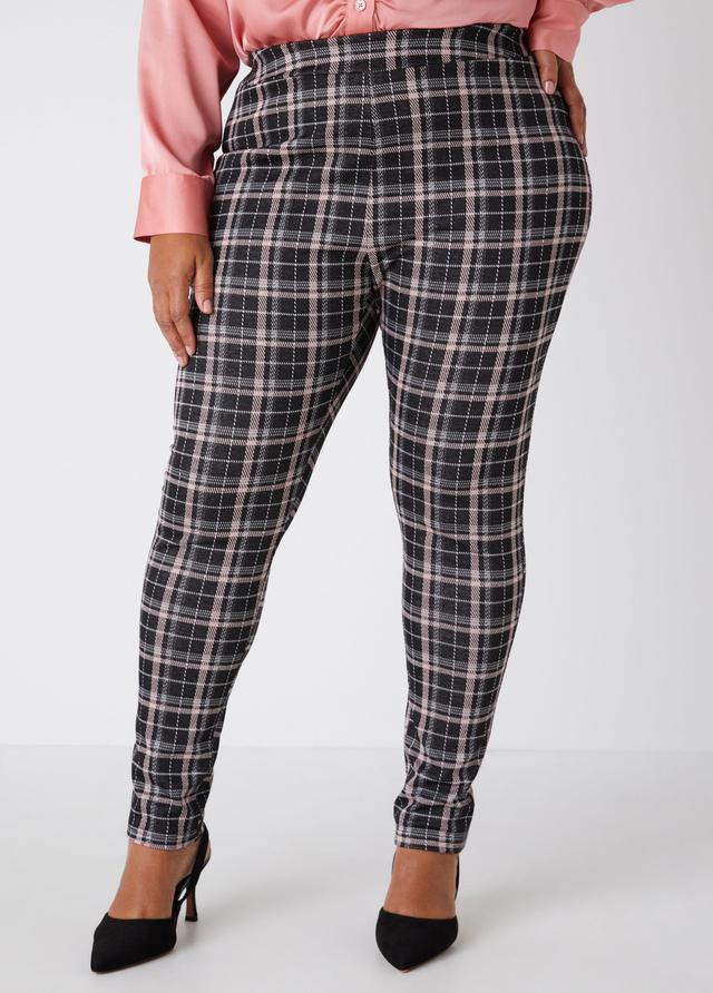 Plus Size High Rise Plaid Knit Leggings, - Ashley Stewart Product Image