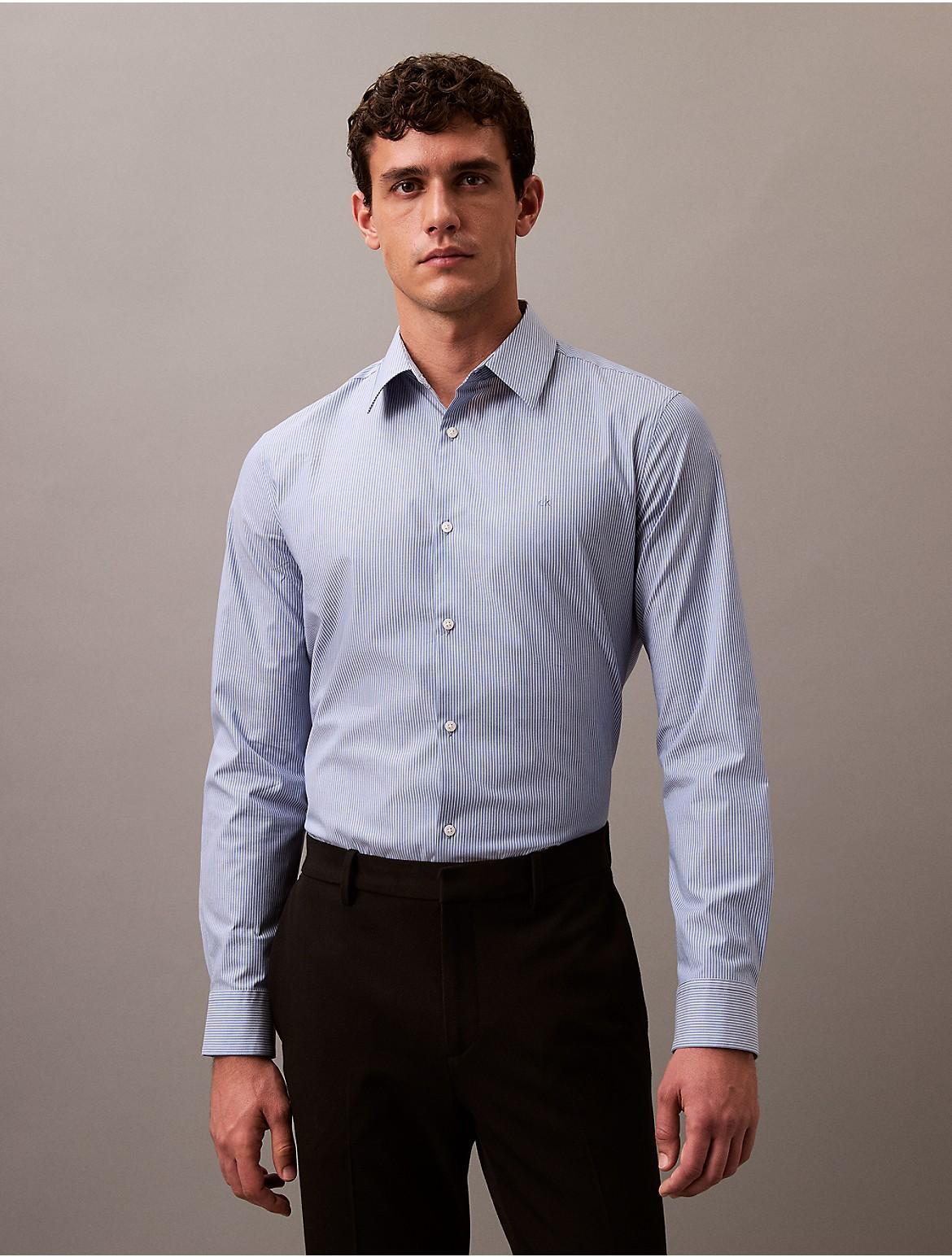 Calvin Klein Mens Pure Poplin Stretch Shirt - Grey - L Product Image