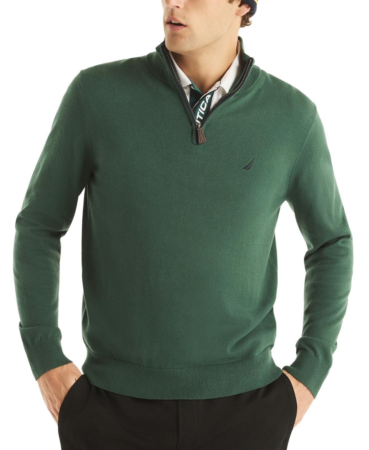 Nautica Mens Navtech Classic-Fit Solid Quarter-Zip Sweater Product Image