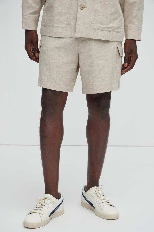 Bahamas Linen Cargo Shorts - Stone Product Image