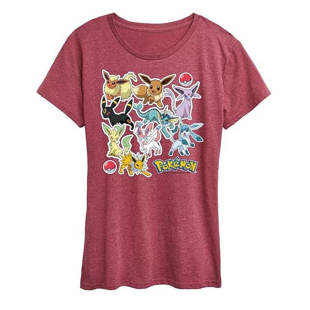 Womens Pokemon Eeveelution Stickers Graphic Tee, Girls Blue Product Image