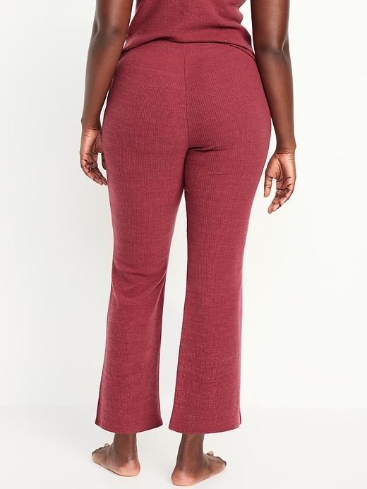 High-Waisted Ribbed Crop Flare Lounge Pants Product Image