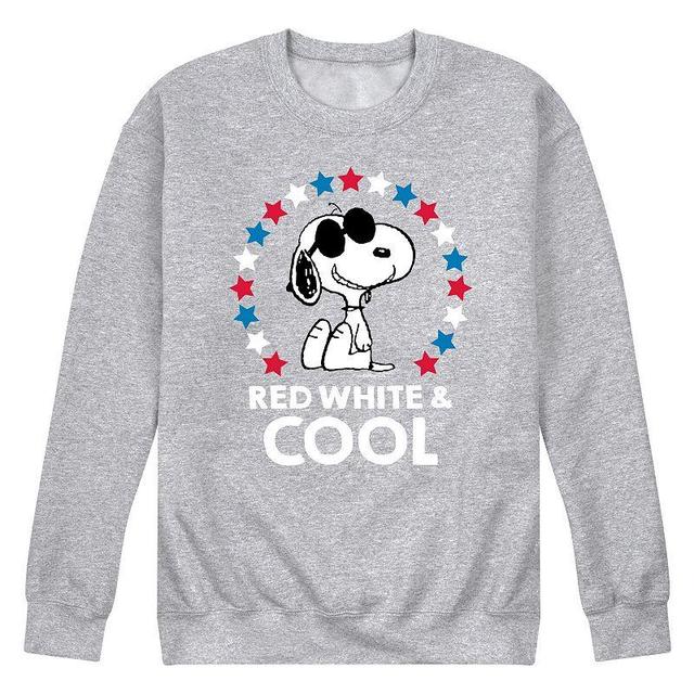 Mens Peanuts Snoopy Red White And Cool Americana Graphic Sweatshirt Med Grey Product Image