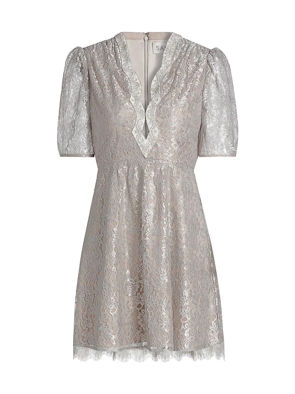 Womens Tabitha Metallic Lace Minidress Product Image