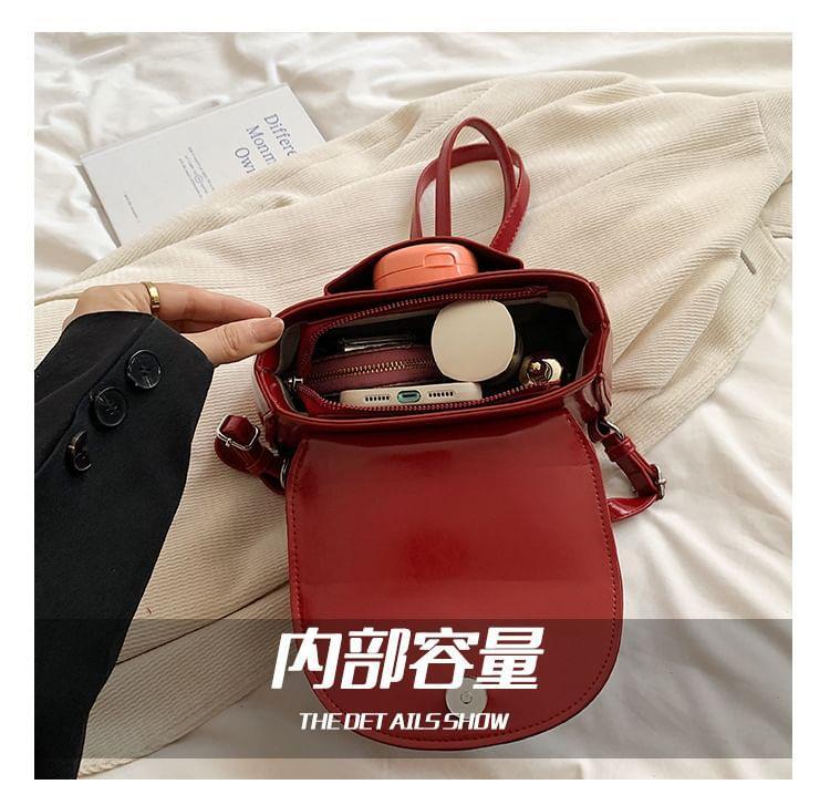 Faux Leather Bow Flap Crossbody Bag Product Image