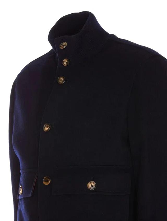 BRUNELLO CUCINELLI Navy Wool Down Jacket In Multicolor Product Image