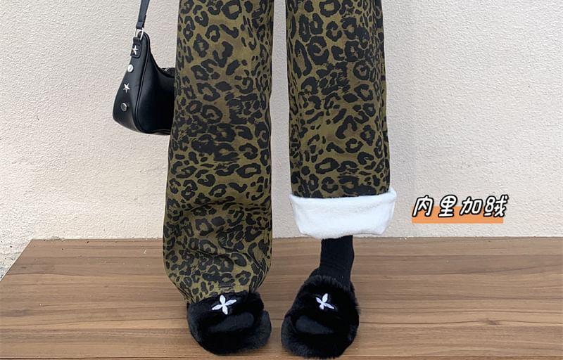 Leopard Print High Waist Wide Leg Jeans Product Image