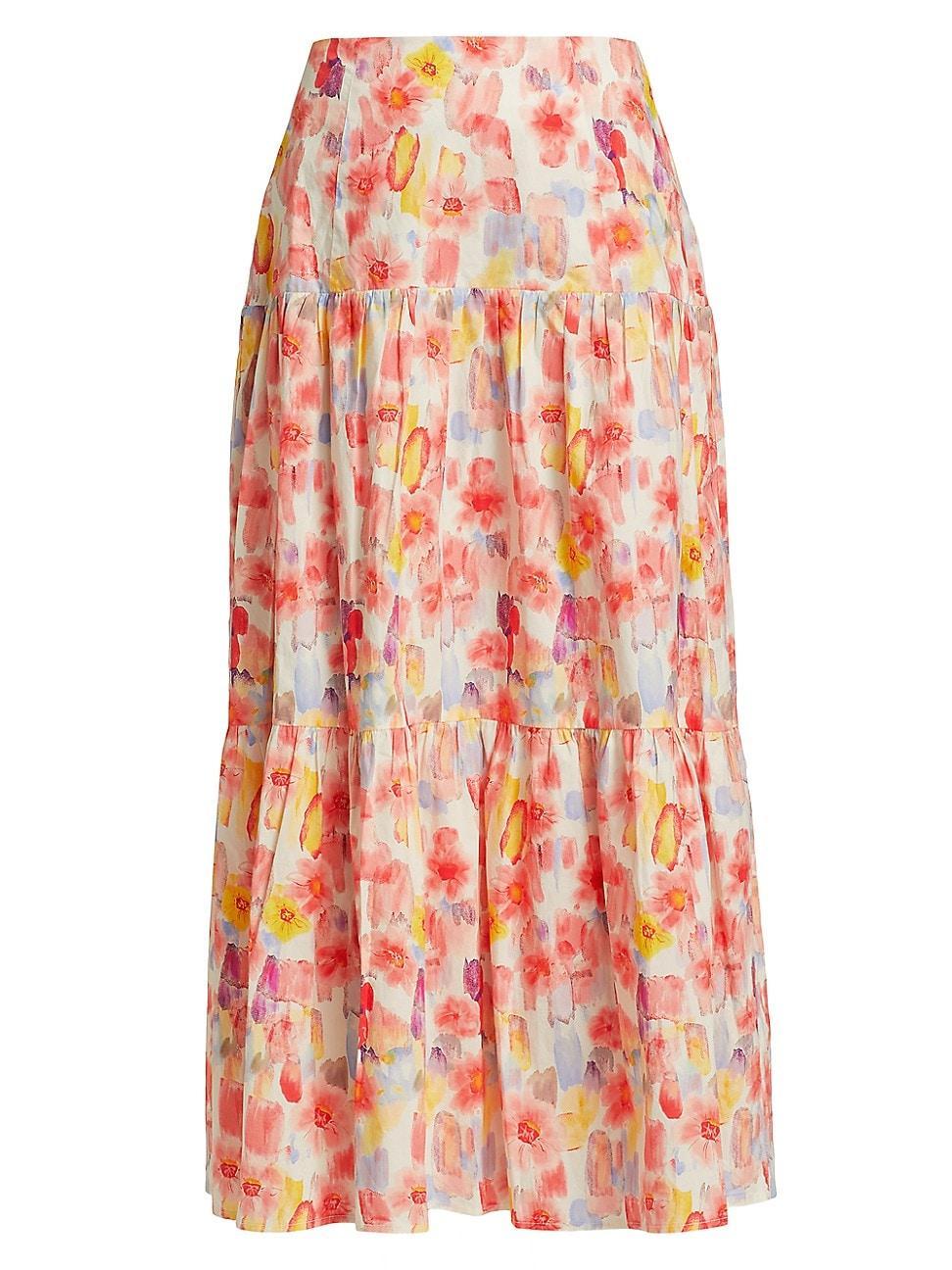 Womens Giada Floral Cotton Midi Skirt Product Image