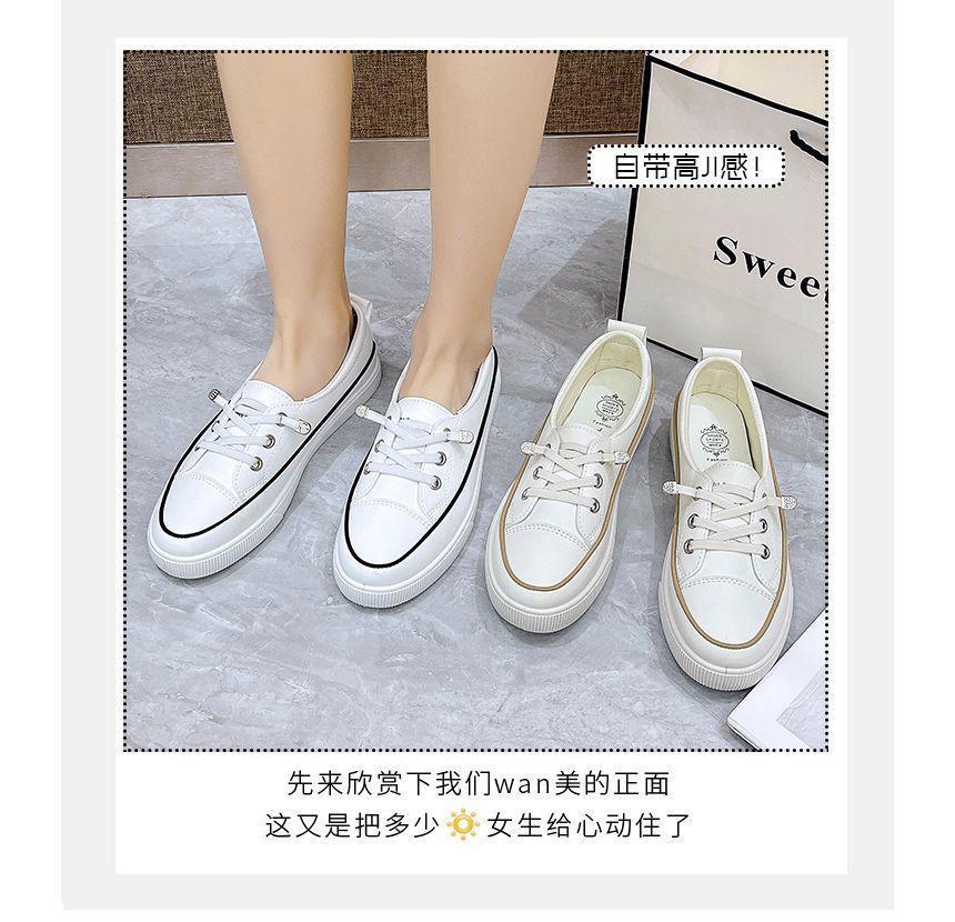 Platform Contrast Trim Faux Leather Lace-Up Slip-Ons Product Image