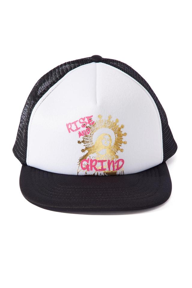 Rise And Grind Trucker Hat - White/Black Product Image