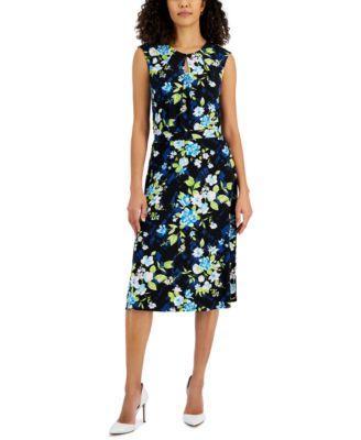 Kasper Womens Floral Print Keyhole Top Knit Skirt product image