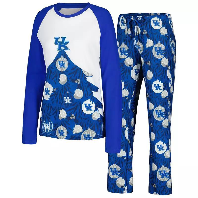 Womens Concepts Sport Royal Kentucky Wildcats Tinsel Ugly Sweater Long Sleeve T-Shirt & Pants Sleep Set Product Image