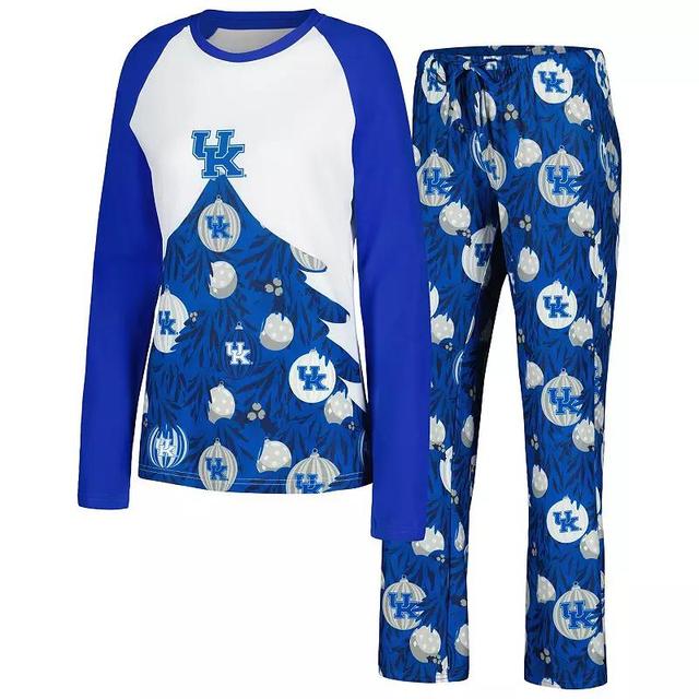 Womens Concepts Sport Royal Kentucky Wildcats Tinsel Ugly Sweater Long Sleeve T-Shirt & Pants Sleep Set Product Image