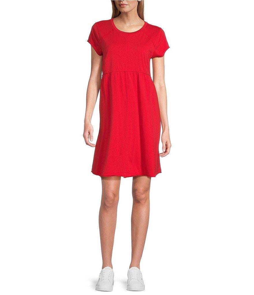 Reba Round Neck Short Sleeve Tee Shirt Dress Product Image