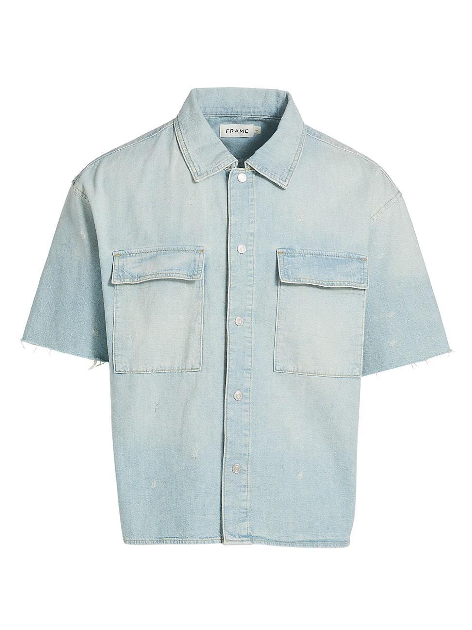 Mens Denim Short-Sleeve Shirt Product Image