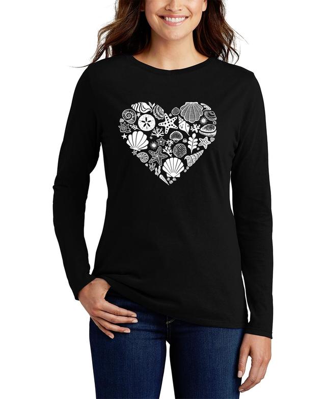 La Pop Art Womens Word Art Seashell Long Sleeve T-Shirt Product Image