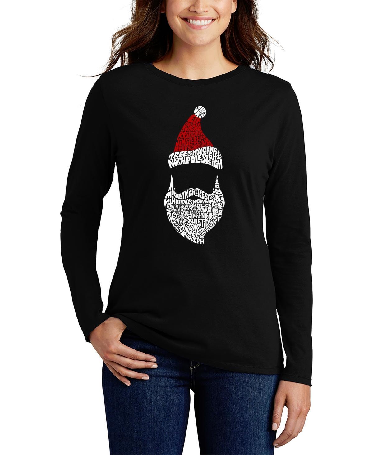 La Pop Art Womens Santa Claus Word Art Long Sleeve T-shirt Product Image