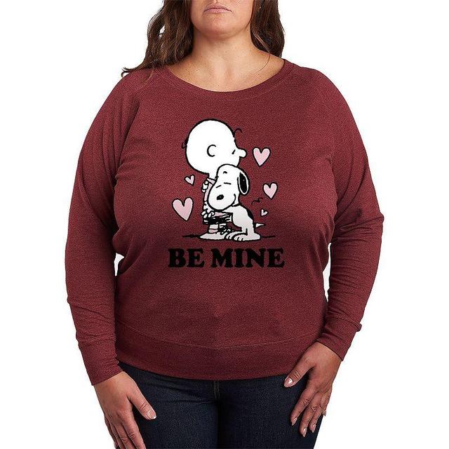 Plus Size Peanuts Be Mine Graphic Tee, Womens Grey Maroon Product Image