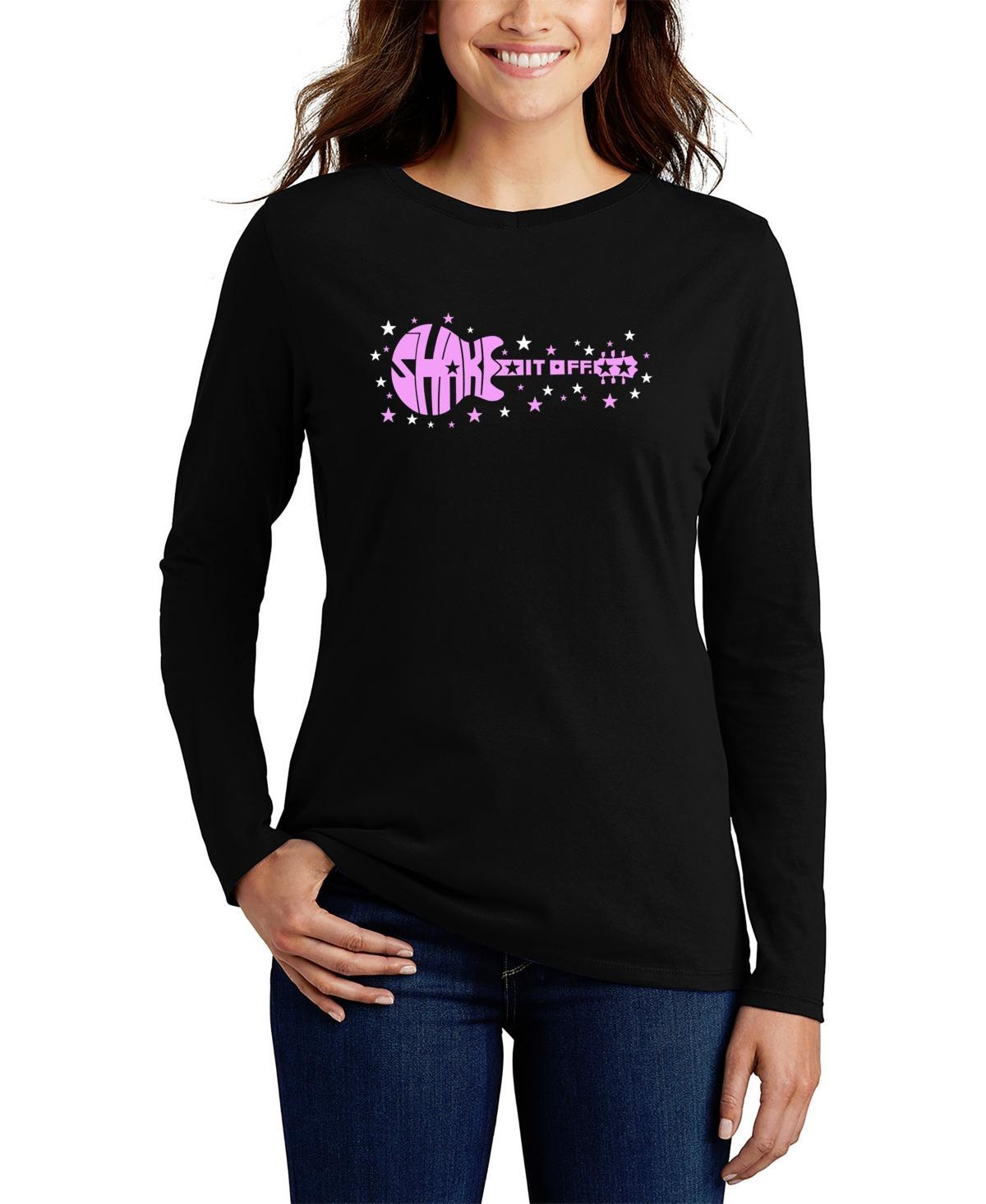 La Pop Art Womens Shake It Off Word Art Long Sleeve T-shirt Product Image