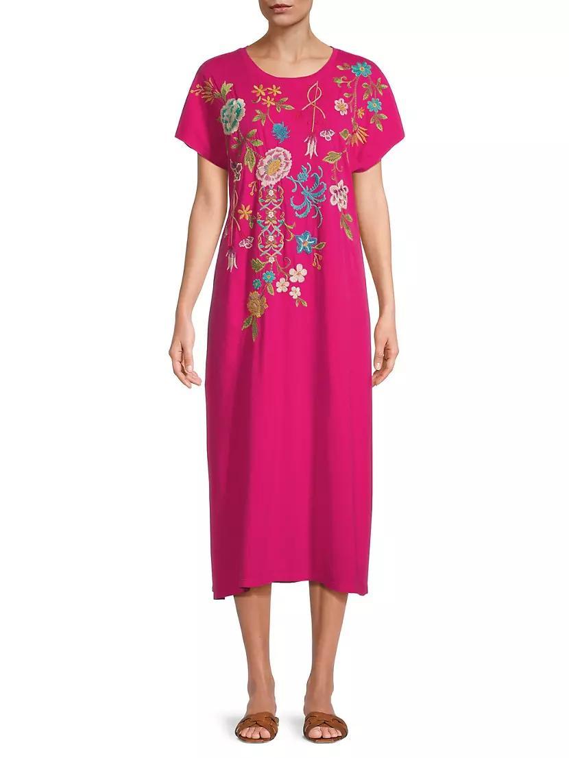 Sheri Embroidered Cotton T-Shirt Dress Product Image